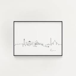 Rome Skyline Print, Line Art Minimalist Wall Art, City Skyscraper Poster, Fine Nordic Home Decor, Sketch Landmark - thumbnail 1