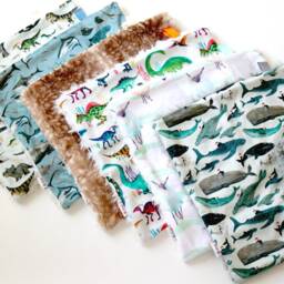 Dream Lovie. Security Blanket. Personalized Lovey. Faux Fur Green Dinosaurs. Mini Baby Minky Shower Gift - thumbnail 4
