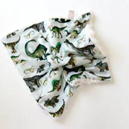Dream Lovie. Security Blanket. Personalized Lovey. Faux Fur Green Dinosaurs. Mini Baby Minky Shower Gift - thumbnail 2