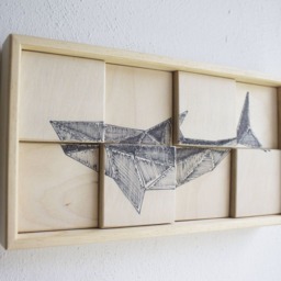 Shark. Wood Painting Geometric Draw. Hanging Art. Mosaic Panel 3D Wall Wall Decor Home Decor. Gift - thumbnail 3