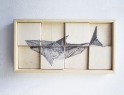 Shark. Wood Painting Geometric Draw. Hanging Art. Mosaic Panel 3D Wall Wall Decor Home Decor. Gift - thumbnail 1