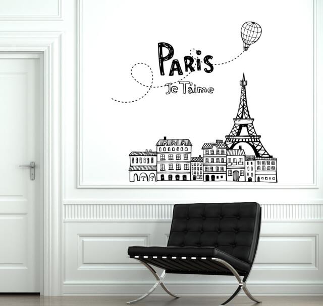 Wall Decal Paris France Air Balloon Eiffel Tower Vinyl Stickers 1842Dz - image 1