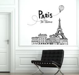 Wall Decal Paris France Air Balloon Eiffel Tower Vinyl Stickers 1842Dz - thumbnail 1