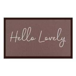 Hello Lovely Chocolate Brown Doormat Recycled PVC, Anti-Slip - 70x40cm - thumbnail 2
