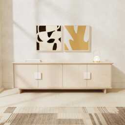 Minimalist Birch Plywood Tv Media Storage Unit, Scandinavian Media Console Cabinet, Handmade Sideboard