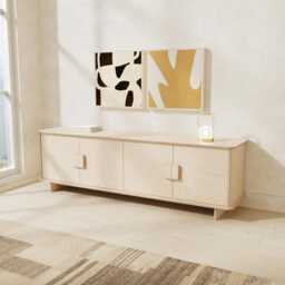 Minimalist Birch Plywood Tv Media Storage Unit, Scandinavian Media Console Cabinet, Handmade Sideboard - thumbnail 2