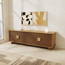 Minimalist Birch Plywood Tv Media Storage Unit, Scandinavian Media Console Cabinet, Handmade Sideboard - thumbnail 4