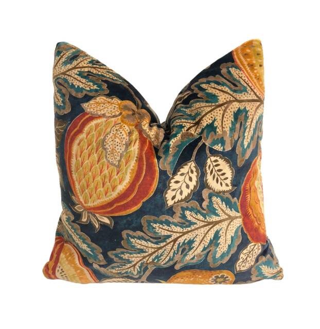 Sanderson - Cantaloupe Tumeric/Indigo Cushion Cover Throw Pillow Designer Home Decor - image 1