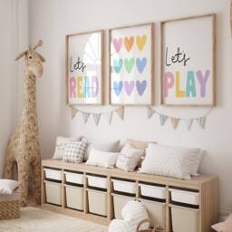 Bright Playroom Prints - Let's Read & Play Learning Corner Decor Colorful Kids Wall Art Educational Fun Room - thumbnail 2