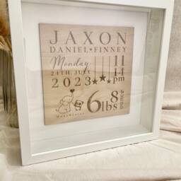 Framed Birth Plaque - Details New Born Baby Picture Frame Laser Engraved Wooden - thumbnail 2
