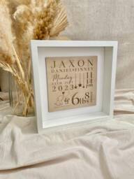 Framed Birth Plaque - Details New Born Baby Picture Frame Laser Engraved Wooden - thumbnail 1