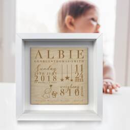 Framed Birth Plaque - Details New Born Baby Picture Frame Laser Engraved Wooden - thumbnail 3