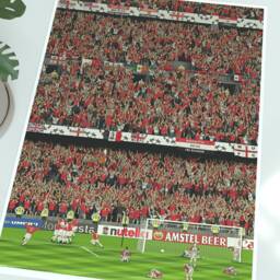Manchester United Champions League Final 1999 Illustrated Art Print - Ole Gunnar Solskjaer Goal Poster Gift - thumbnail 1