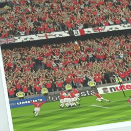Manchester United Champions League Final 1999 Illustrated Art Print - Ole Gunnar Solskjaer Goal Poster Gift - thumbnail 3