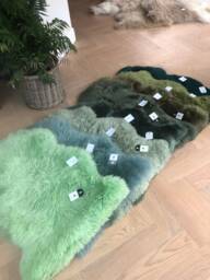 Green Sheepskin Rug, Genuine Rug , Green Fluffy - thumbnail 1