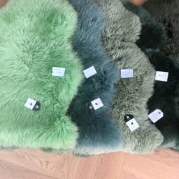 Green Sheepskin Rug, Genuine Rug , Green Fluffy - thumbnail 2