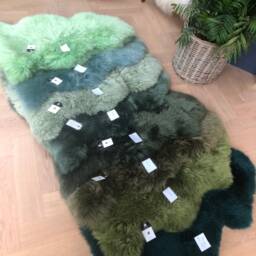 Green Sheepskin Rug, Genuine Rug , Green Fluffy - thumbnail 4