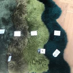 Green Sheepskin Rug, Genuine Rug , Green Fluffy - thumbnail 3