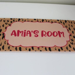 Leopard Print Door Sign, Girl's Name Plaque, Animal Personalized Print, Girls Room Birthday Gift - thumbnail 3