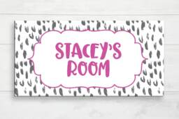 Leopard Print Door Sign, Girl's Name Plaque, Animal Personalized Print, Girls Room Birthday Gift - thumbnail 1
