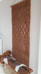 Terracotta Macram?? Wall Hanging Handmade Earth Tone Cotton Luxury Art For A Stylish Interior Acoustics in The Home - thumbnail 1