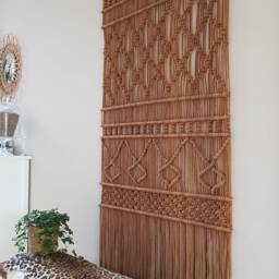 Terracotta Macram?? Wall Hanging Handmade Earth Tone Cotton Luxury Art For A Stylish Interior Acoustics in The Home - thumbnail 3