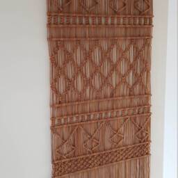Terracotta Macram?? Wall Hanging Handmade Earth Tone Cotton Luxury Art For A Stylish Interior Acoustics in The Home - thumbnail 2