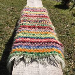Handwoven Wool Chair Pad Colorful Ukrainian Rug - thumbnail 2