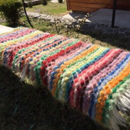 Handwoven Wool Chair Pad Colorful Ukrainian Rug - thumbnail 4
