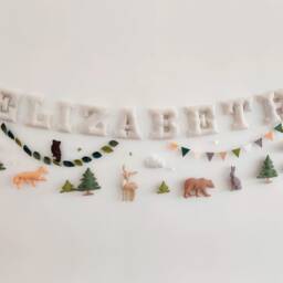 Personalized Woodland Name Banner Felt Animal Nursery Decor - thumbnail 2
