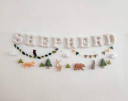Personalized Woodland Name Banner Felt Animal Nursery Decor - thumbnail 1