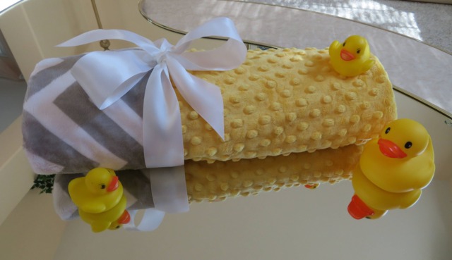 Personalized Minky Baby Blanket, Yellow Cuddle Fabric, Shower Gift, Usa Handcrafted - image 1