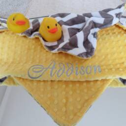 Personalized Minky Baby Blanket, Yellow Cuddle Fabric, Shower Gift, Usa Handcrafted - thumbnail 3