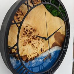 Epoxy Resin Ocean Clock Beach Wave Moss Decor Wooden Wall Clock - thumbnail 2