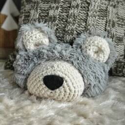 Black Bear Faux Fur Animal Head Pillow For Cabin Decor - thumbnail 4