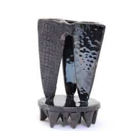 Ricca Okano Root Vase Japanese Abstract Ceramic Art, Ikebana Sculpture - thumbnail 3