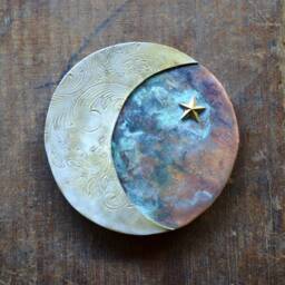 Moon Silverware Sculpture Vintage Silver Plated Tray Copper - thumbnail 2