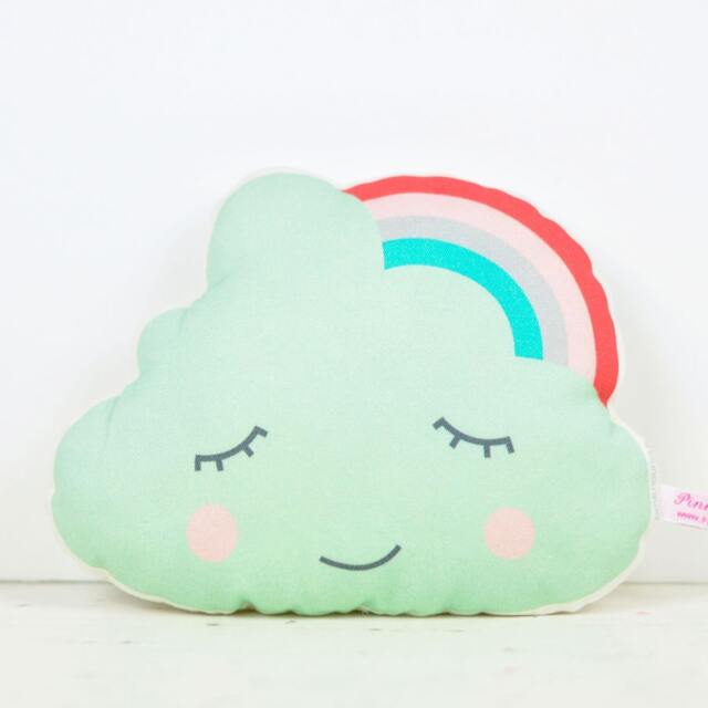 Mini Cloud With Rainbow Pillow in Mint For Kids Room Or Baby Shower - image 1