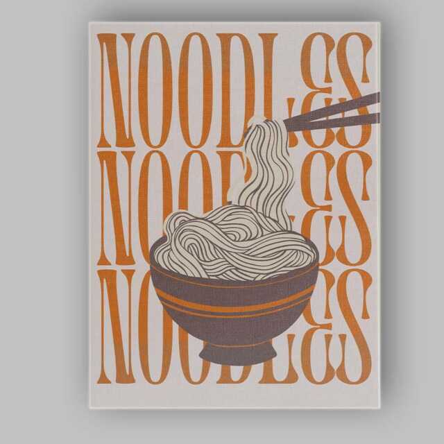 Retro Noodles Bowl Chopsticks Typography Kitchen Poster Canvas Wall Art Print Decor Picture Ready To Hang - image 1