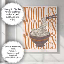 Retro Noodles Bowl Chopsticks Typography Kitchen Poster Canvas Wall Art Print Decor Picture Ready To Hang - thumbnail 3