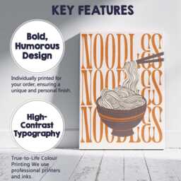 Retro Noodles Bowl Chopsticks Typography Kitchen Poster Canvas Wall Art Print Decor Picture Ready To Hang - thumbnail 2