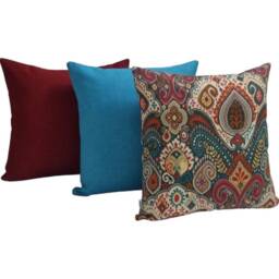 Moroccan Cushion Cover, Cover Only, Red Cushions, Outdoor Pillows, Chair Aqua Black - thumbnail 1