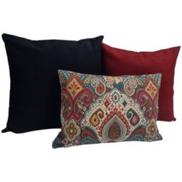 Moroccan Cushion Cover, Cover Only, Red Cushions, Outdoor Pillows, Chair Aqua Black - thumbnail 3