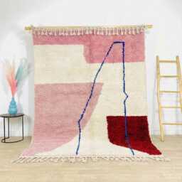 Pink Abstract Mountain Rug, Bold Moroccan Wool Custom Geometric Berber Carpet, Large Area Shag Boho Living Room Decor - thumbnail 1