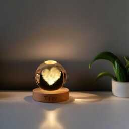 Custom Cloud Night Light, Moon Lamp, Saturn Cute Crystal 3D Glass Ball Nursery Decor, Room Decor Lamp - thumbnail 3