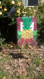 This Is A Hand Made Salvaged Steel Yard Flag Holder With Butterfly That Has Just Landed