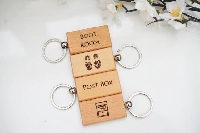 House Key Tags, Fobs, Labelled House Keyrings, Wooden Keyrings, Homewarming Gifts, Keys - image 1