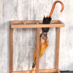 Wood Umbrella Holder For Entryway, Farmhouse Stand Basket - thumbnail 3