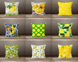 Citrus Cushion Cover-Kitchen Lemon Pillow Case-Lime Cover-Fruit Case-Gift For Her Cushion-Handmade Material - thumbnail 1
