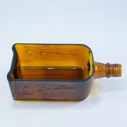 Succulent Herb Kitchen Planter - Snack Bowl Made From Beautiful Cointreau Amber Whiskey Bottle - thumbnail 1